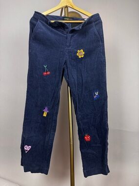 Teddy Fresh Navy Corduroy Pants with Cheerful Embroidered Patches